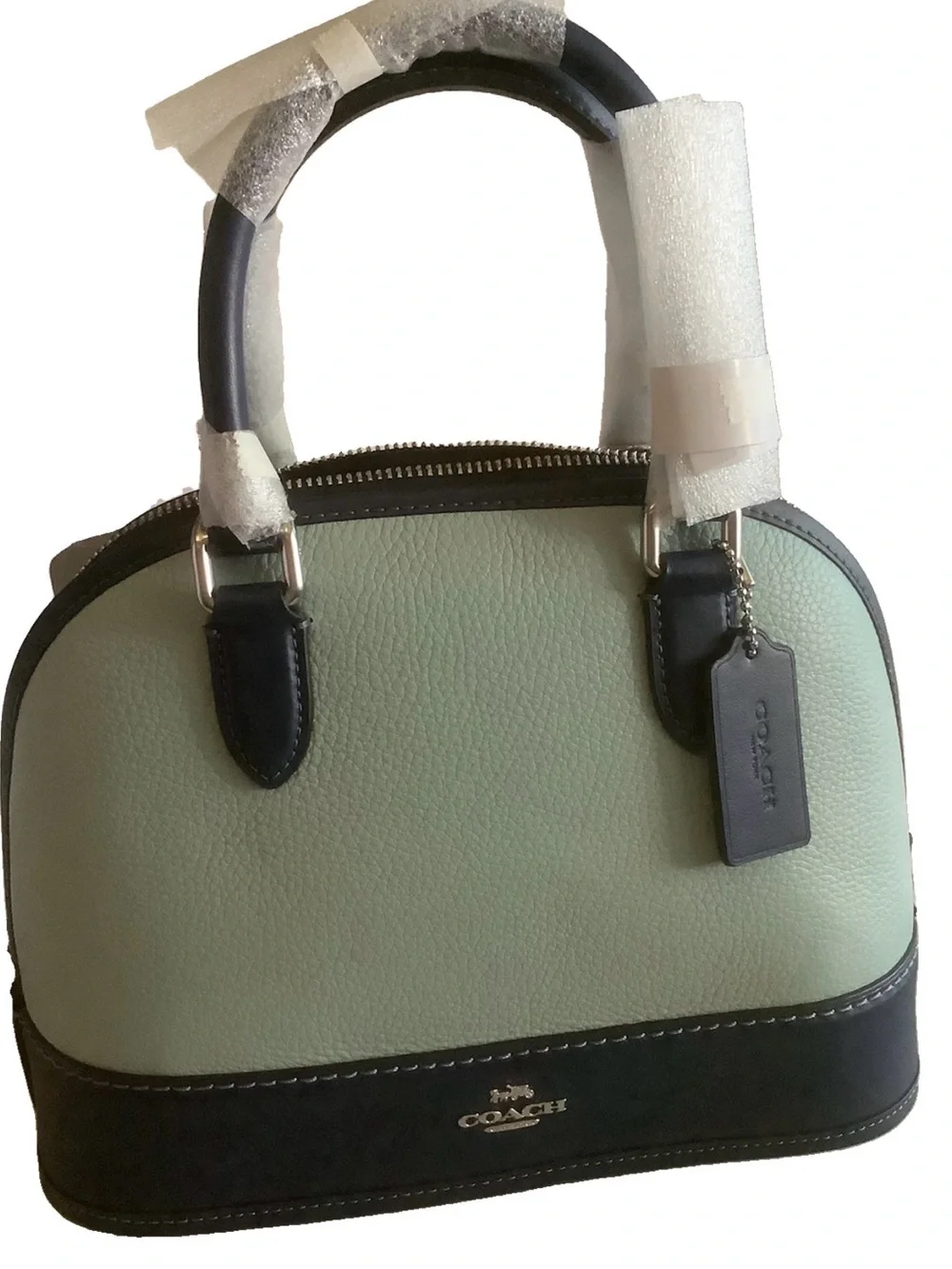 NWT COACH Sabrina Satchel Bag in Colorblock light blue / deep blue
